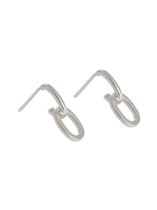 Silver [with pure Tremella plug] 925 Sterling Silver Hollow Geometric Vintage Stud Earring